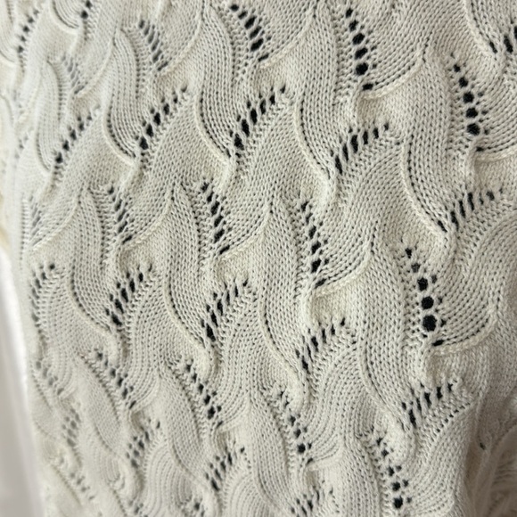 Vintage Helen Sue Acrylic Ivory Open CableKnit Short Cap Sleeve Sweater - Picture 5 of 8